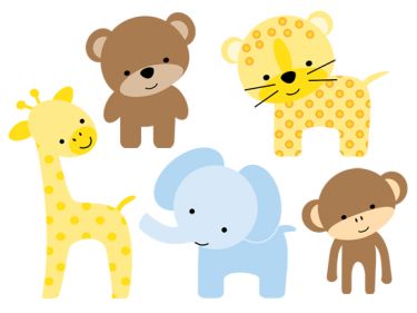 Cute Baby Zoo Animals Clip Art