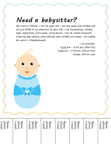 Cute Babysitting Flyer Template Cute Babysitting Flyer Template