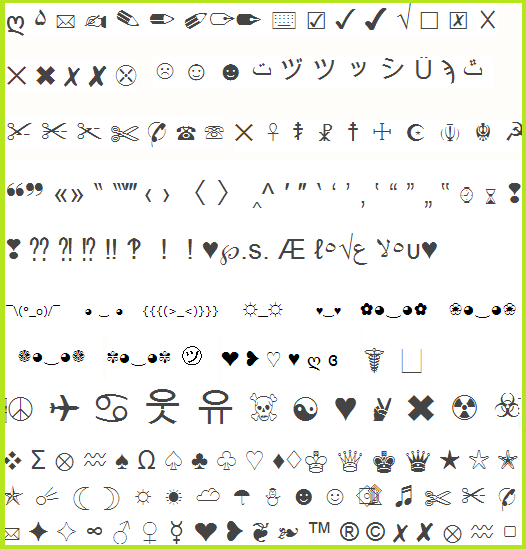 Emojis copy paste symbols