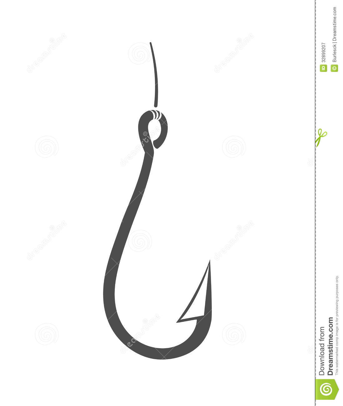 Fish Hook Clip Art Black and White