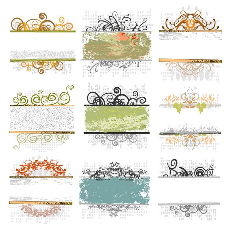 Floral Frame Vector Vintage Set