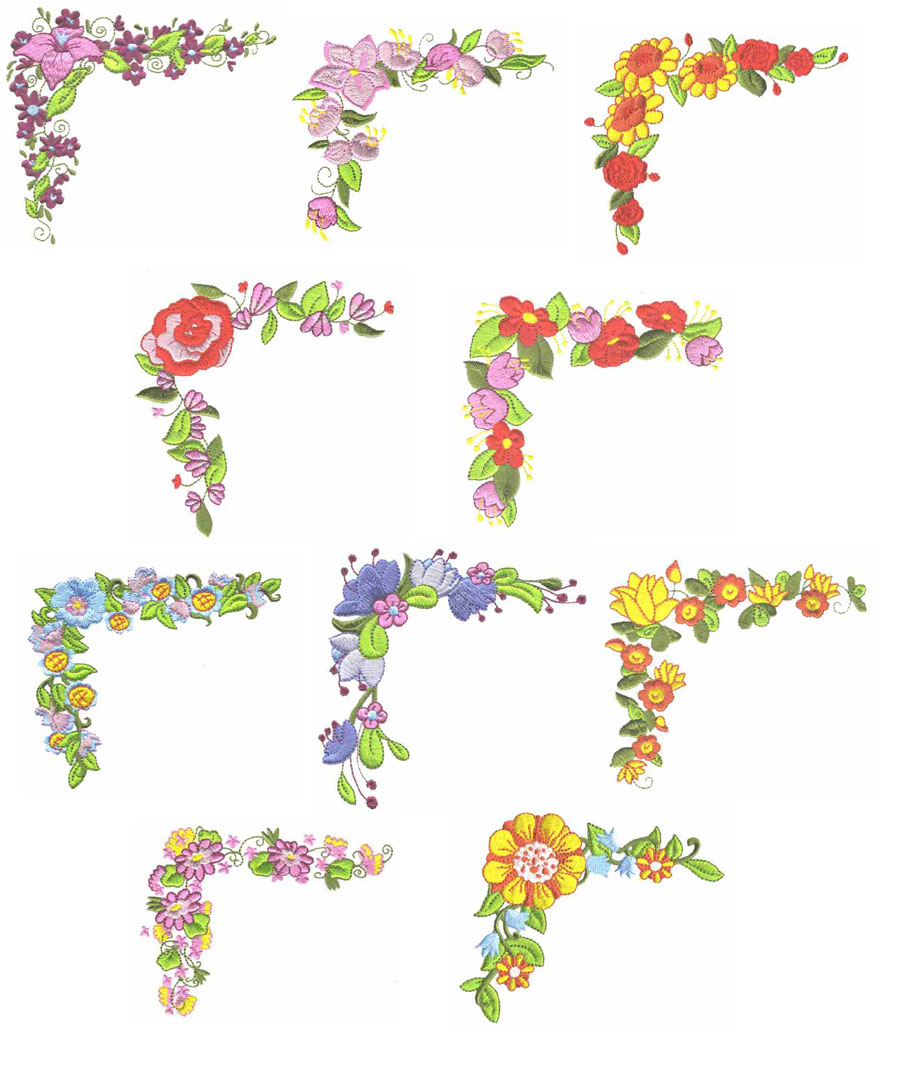 Flowers Embroidery Corner Designs