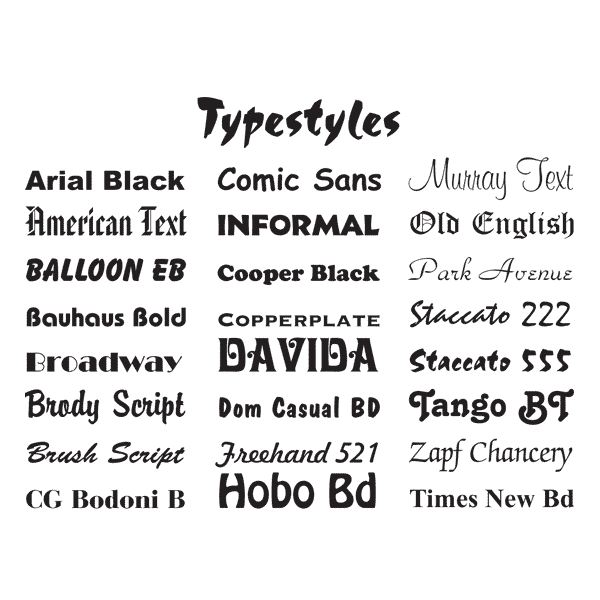 12 Type Styles Fonts Images