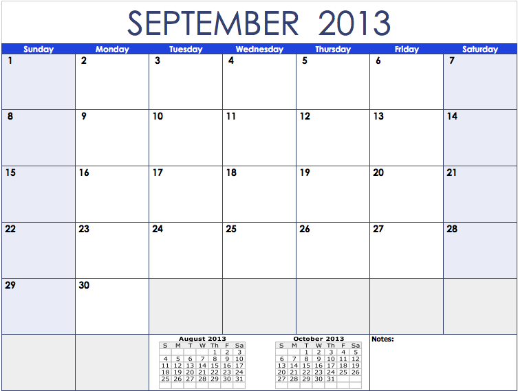 Free Monthly Calendar Template