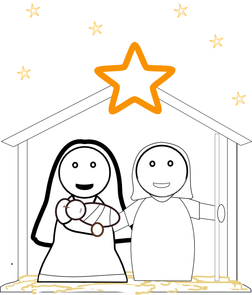 free clipart black and white nativity - photo #18