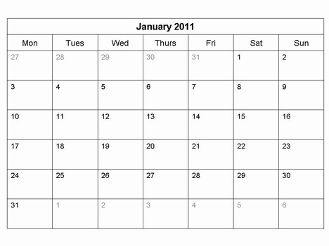 Free Printable Monthly Calendar Template