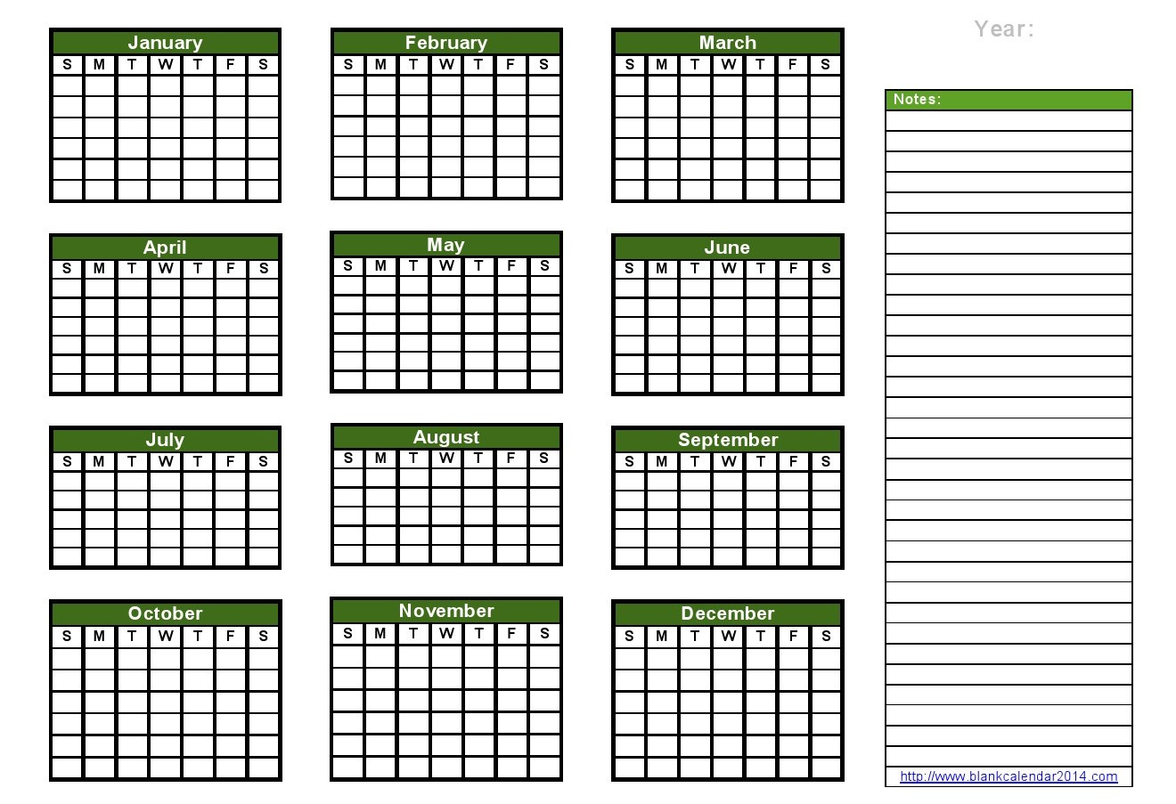 Free Printable Yearly Calendars 2014 Templates