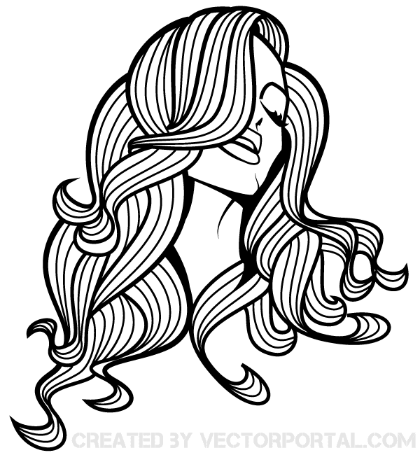Girl with Long Hair Silhouette Clip Art