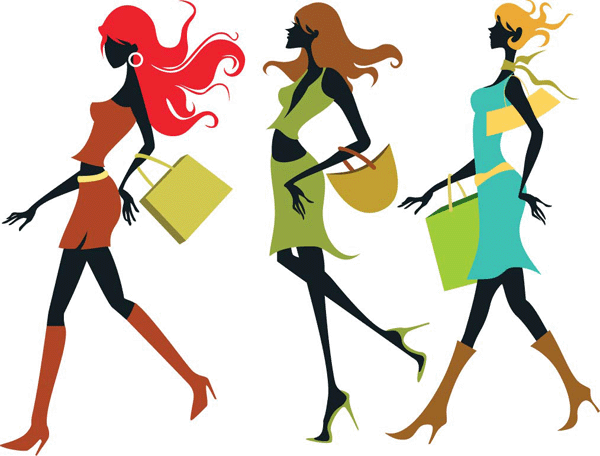 Girls Shopping Clip Art