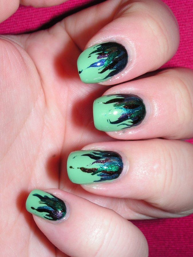 Green Nail Art Design