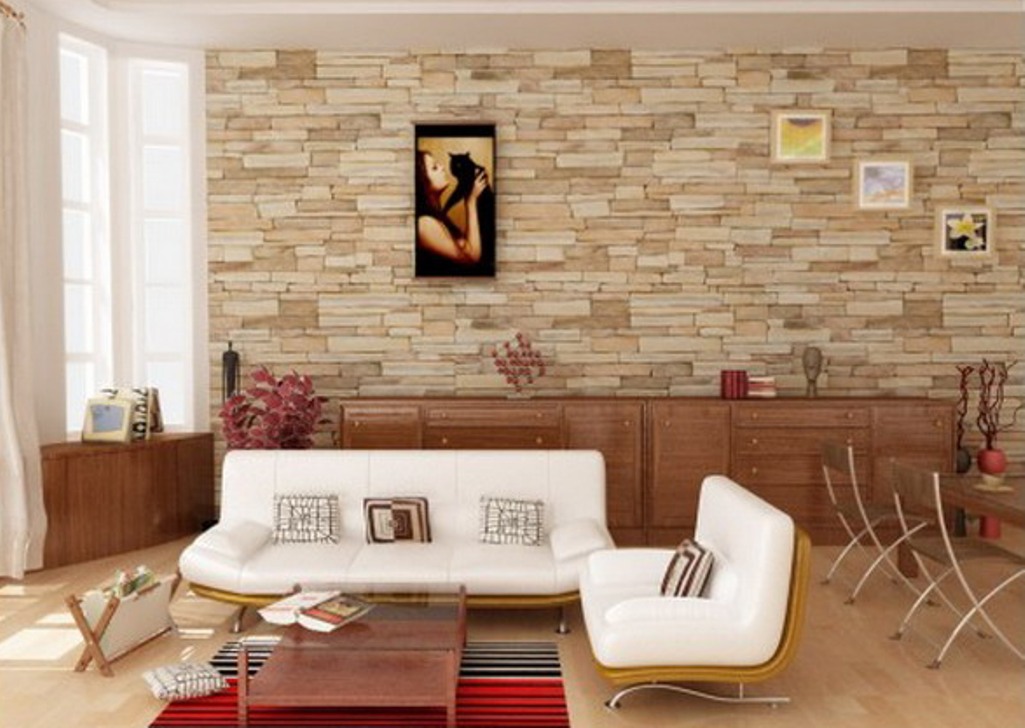 Interior Stone Wall Living Room