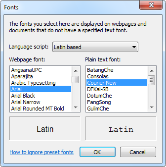 Internet Explorer Fonts