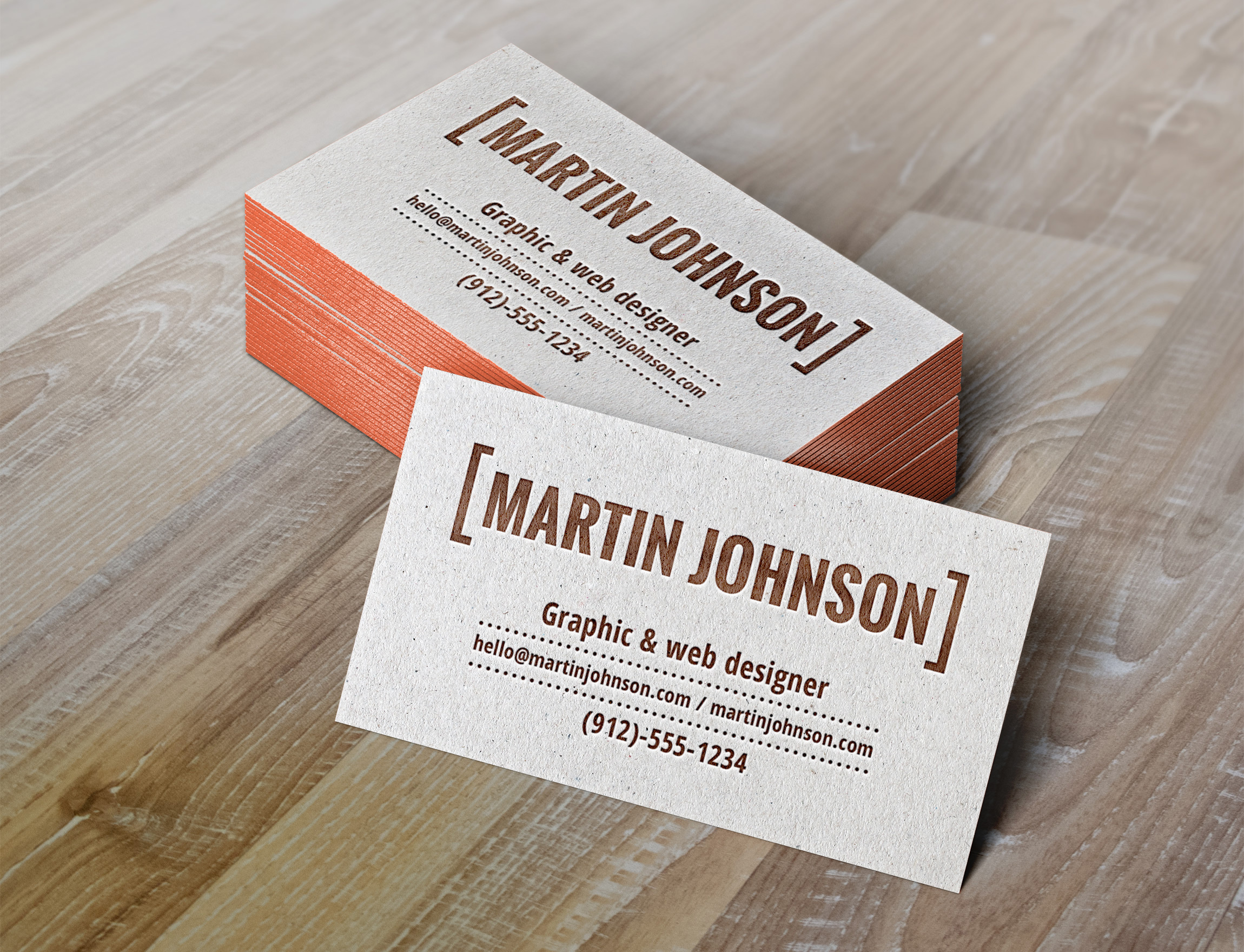 Letterpress Business Cards Mockup