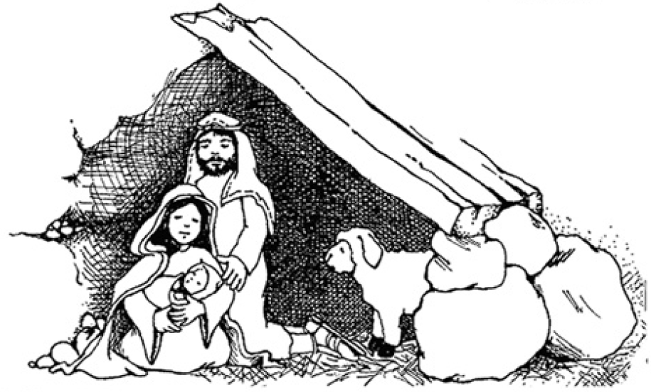 free clipart black and white nativity - photo #34