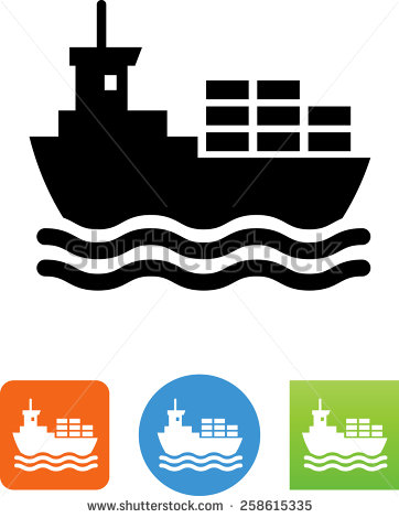 Ocean Cargo Ship Icon Vector Art