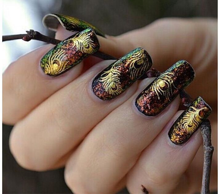 Peacock Feathers Nail Art Decals