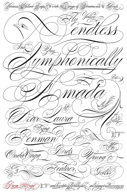 Poem Script Font Alphabet