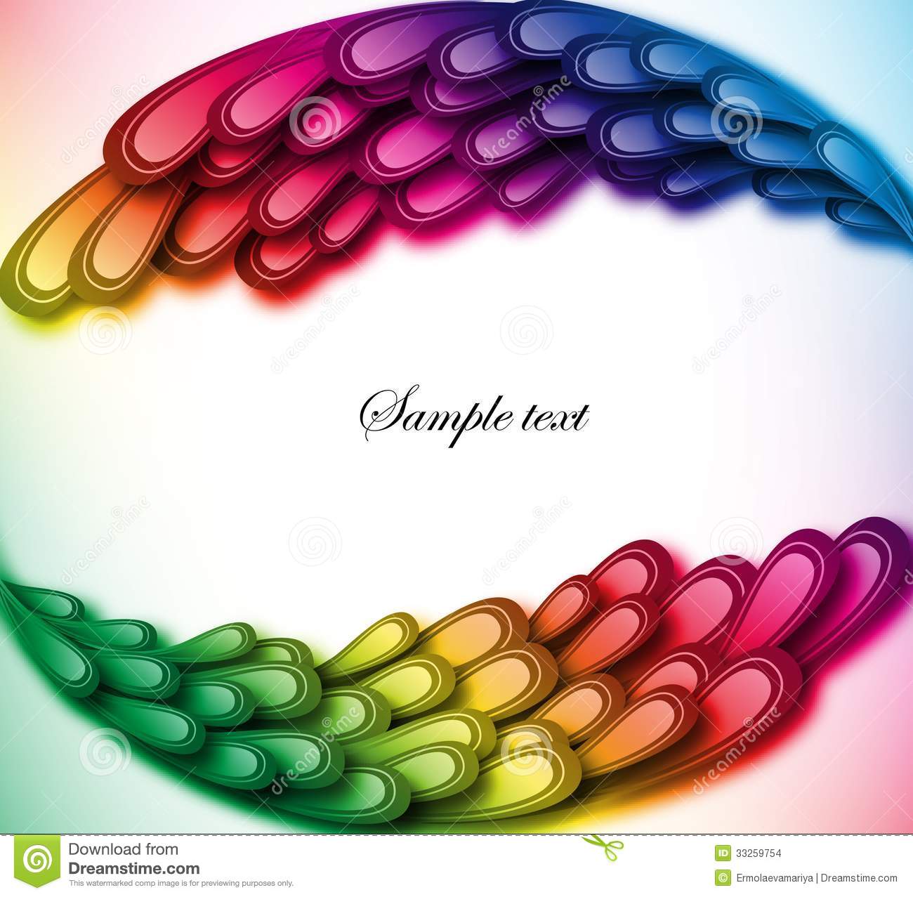 Rainbow Floral Swirls Vector Art