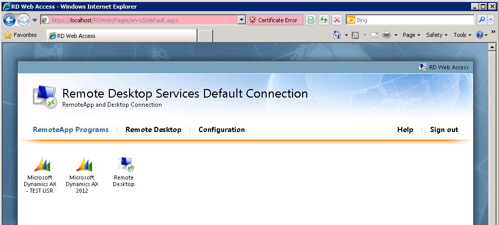 Remote Desktop Web Access 2012