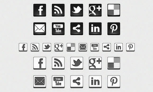 16 Black And White Icons 3D Images