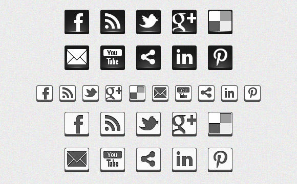 Social Media Icons Black and White