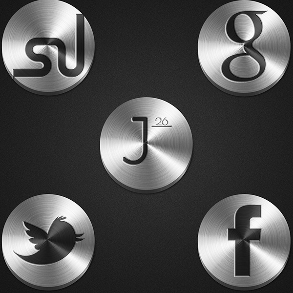12 Metal Social Media Icons PSD Images