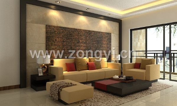 Stone Wall Living Room Design