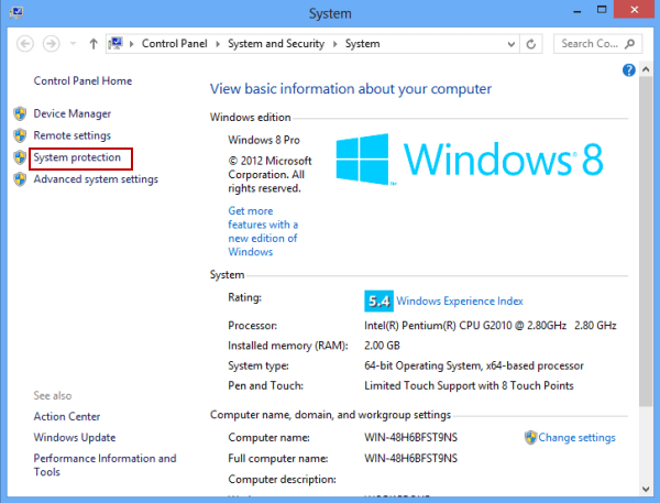 System Restore Windows 8.1