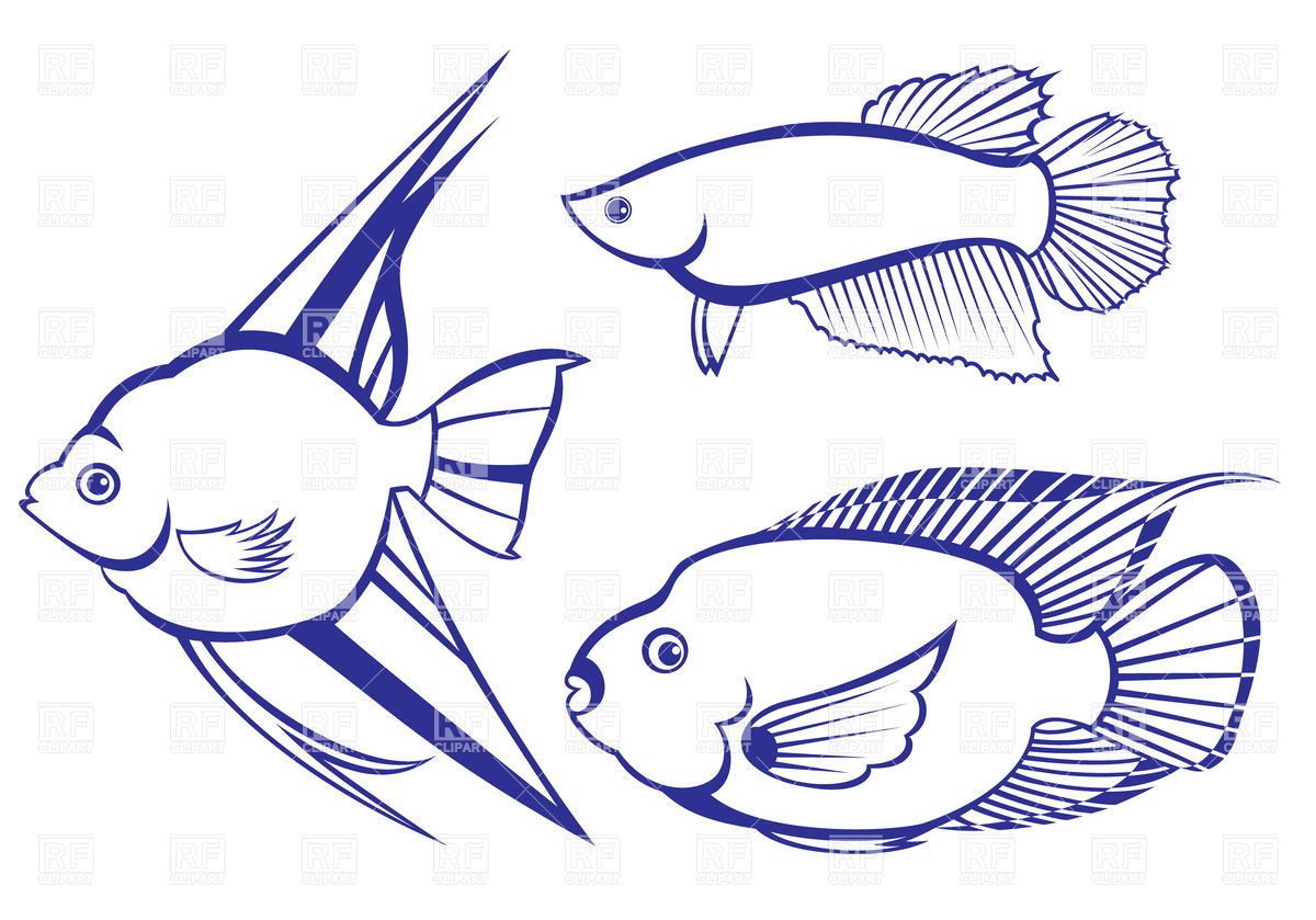 Tropical Fish Outline Clip Art