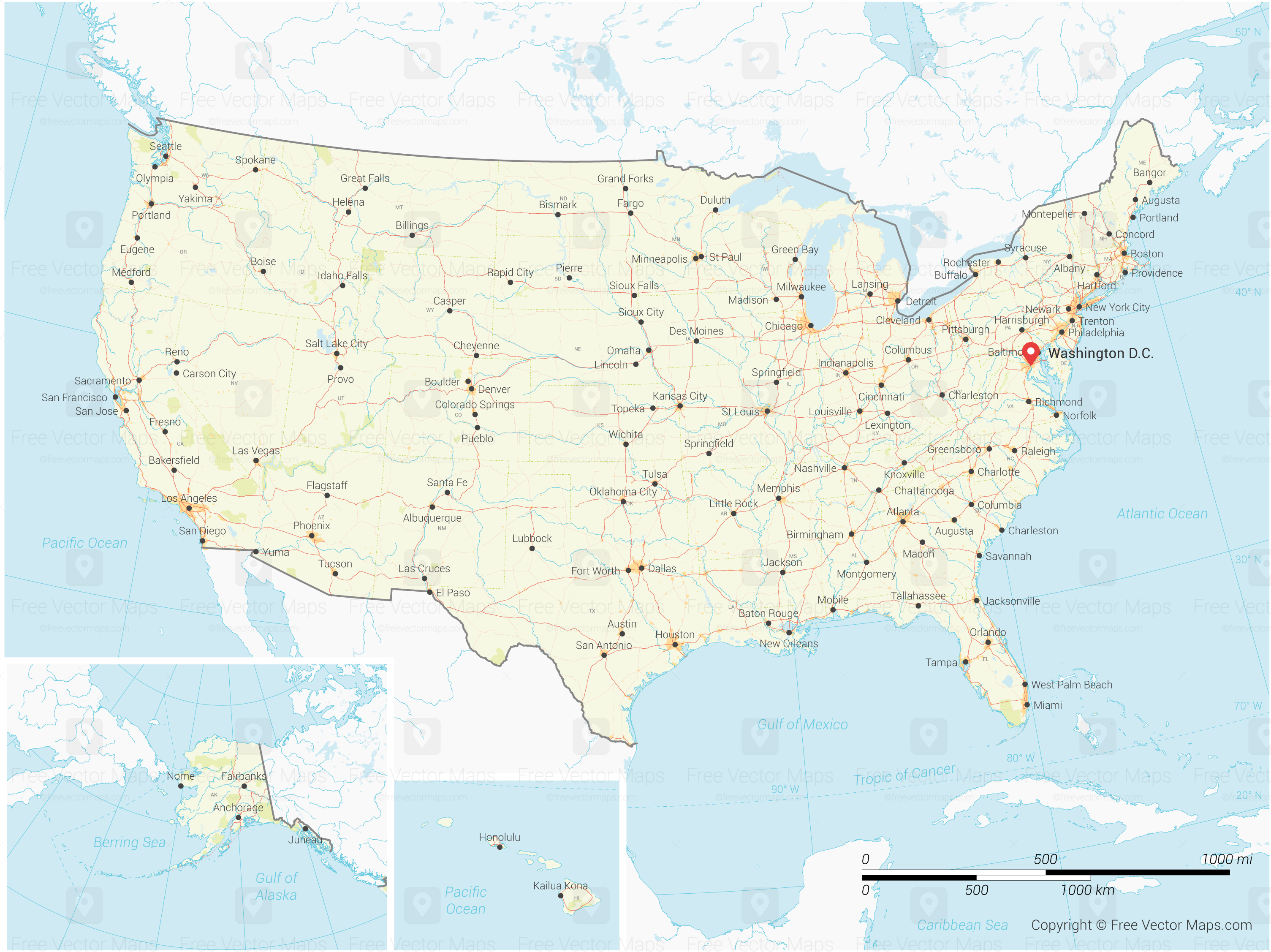 19 Free Vector Map Of USA Images - USA Map with State Names, USA Map