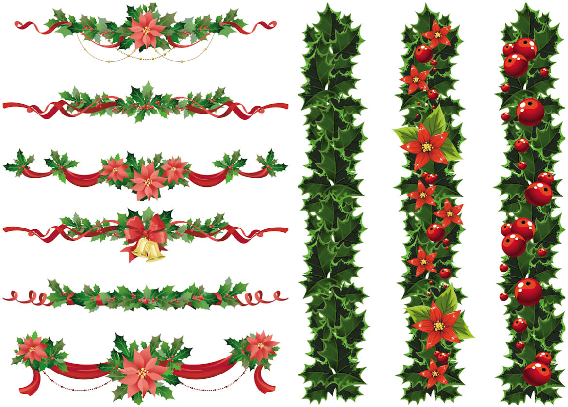 Vector Christmas Ornaments Clip Art Borders