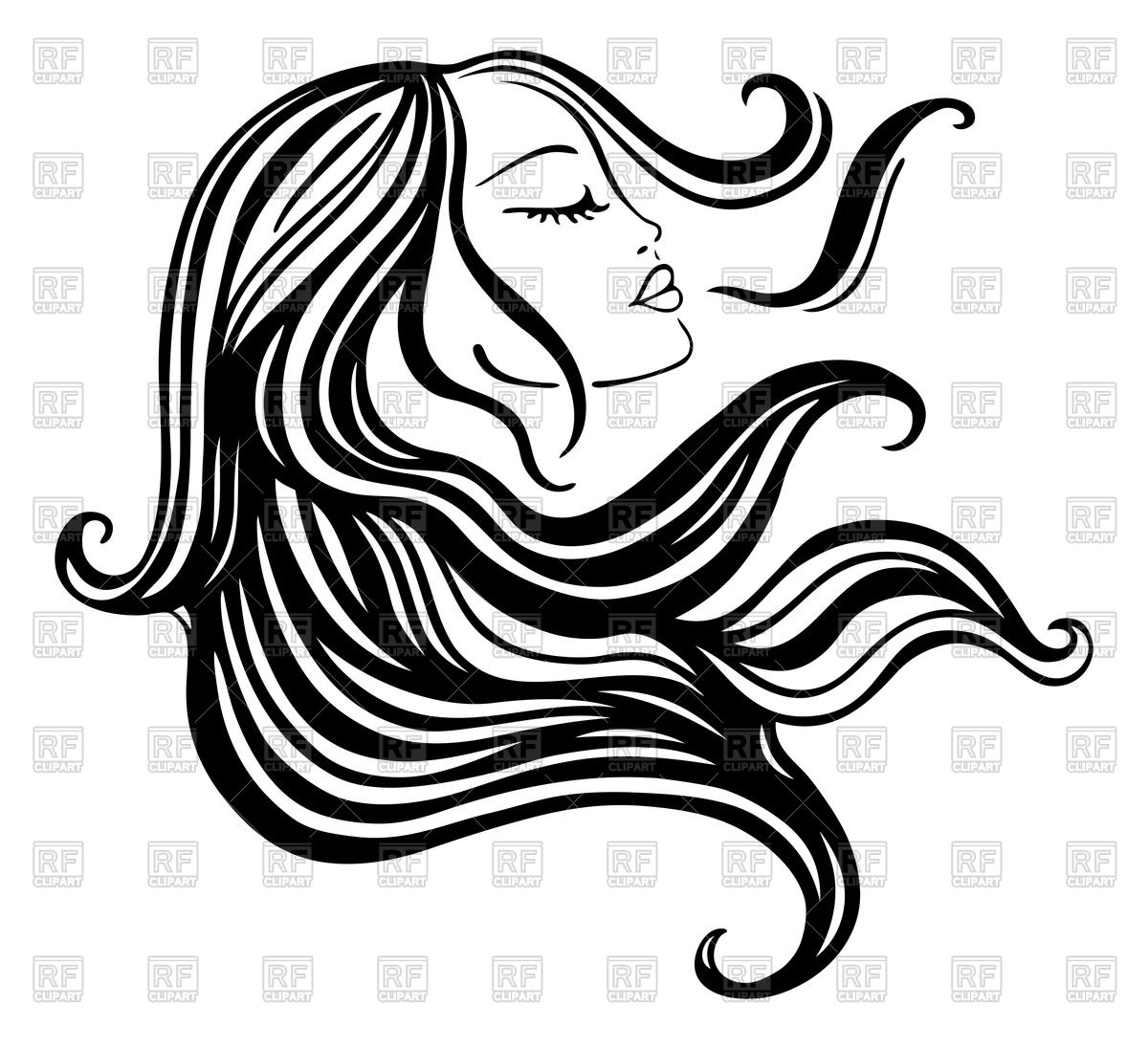 Vector Woman Silhouette with Long Hair