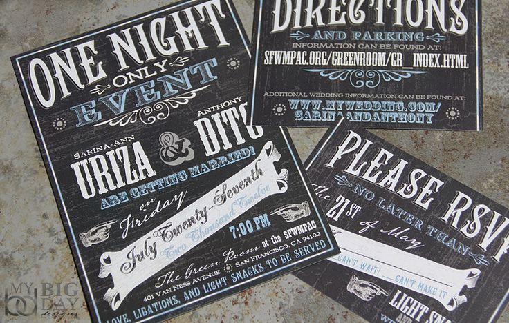 Vintage Chalkboard Wedding Invitation