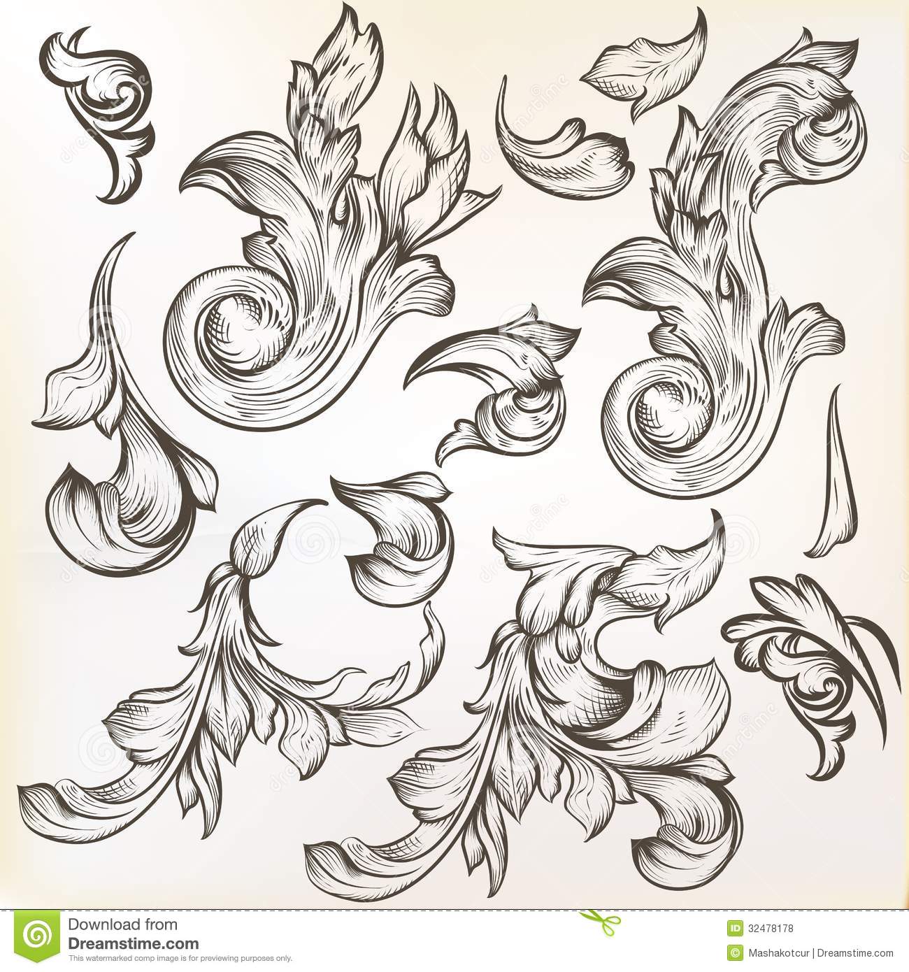 Vintage Vector Swirl Designs