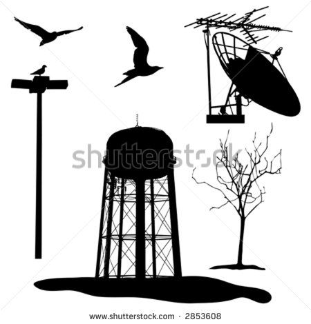 Water Tower Silhouette Vector