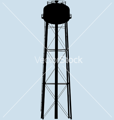 Water Tower Silhouette Vector