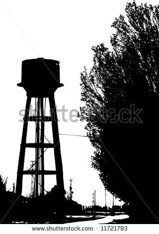 Water Tower Silhouette Vector