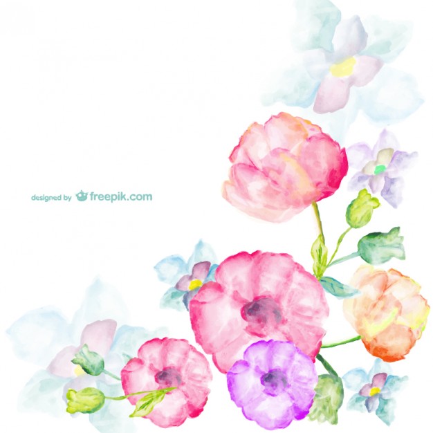 Watercolor Flowers Card Greetings