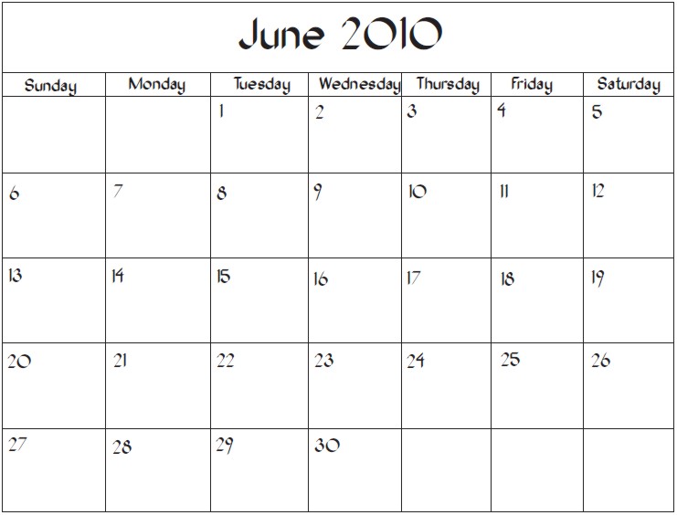 Weekly Blank Calendar