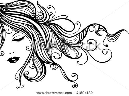 Woman with Flowing Hair Clip Art