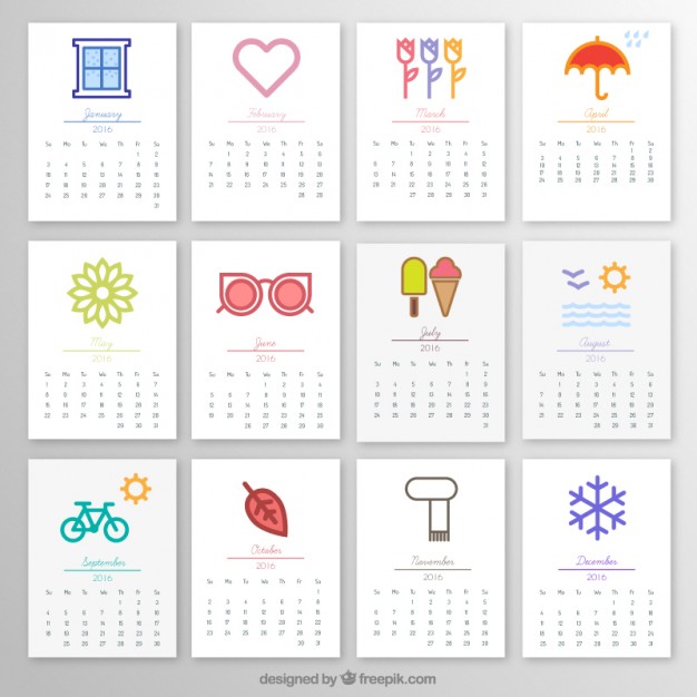 2016 Monthly Calendar Free Download