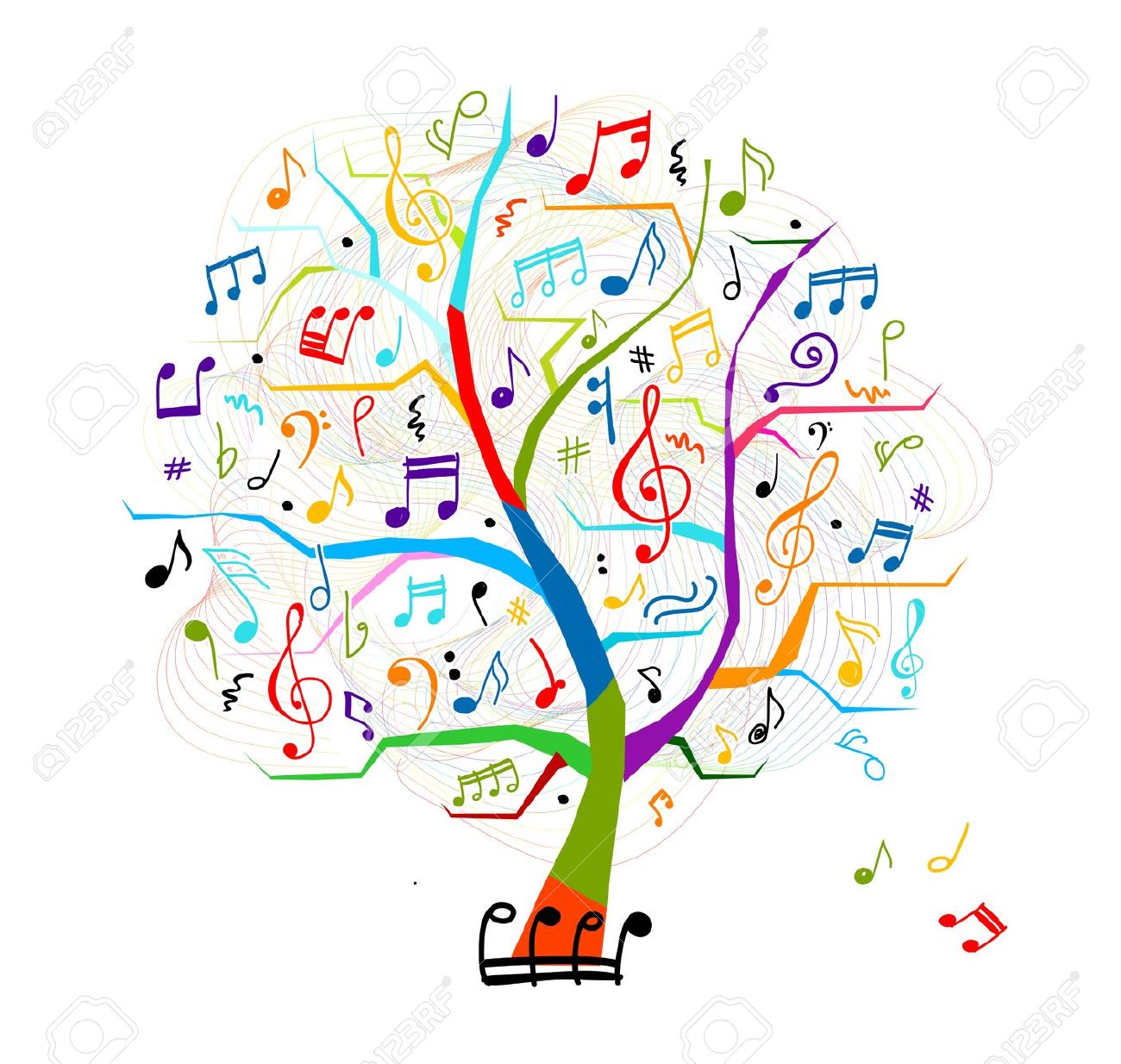 Abstract Music Notes Tree