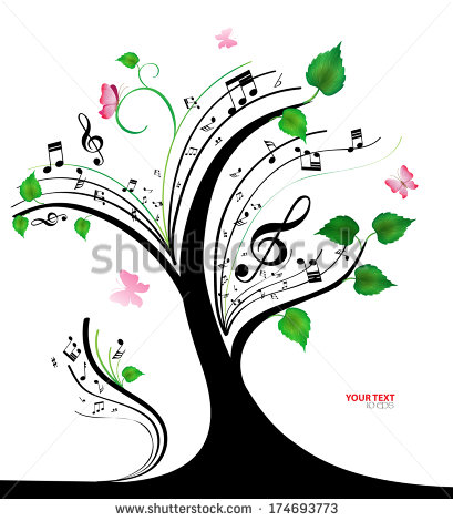 Abstract Music Notes Tree