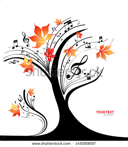 Abstract Music Notes Tree