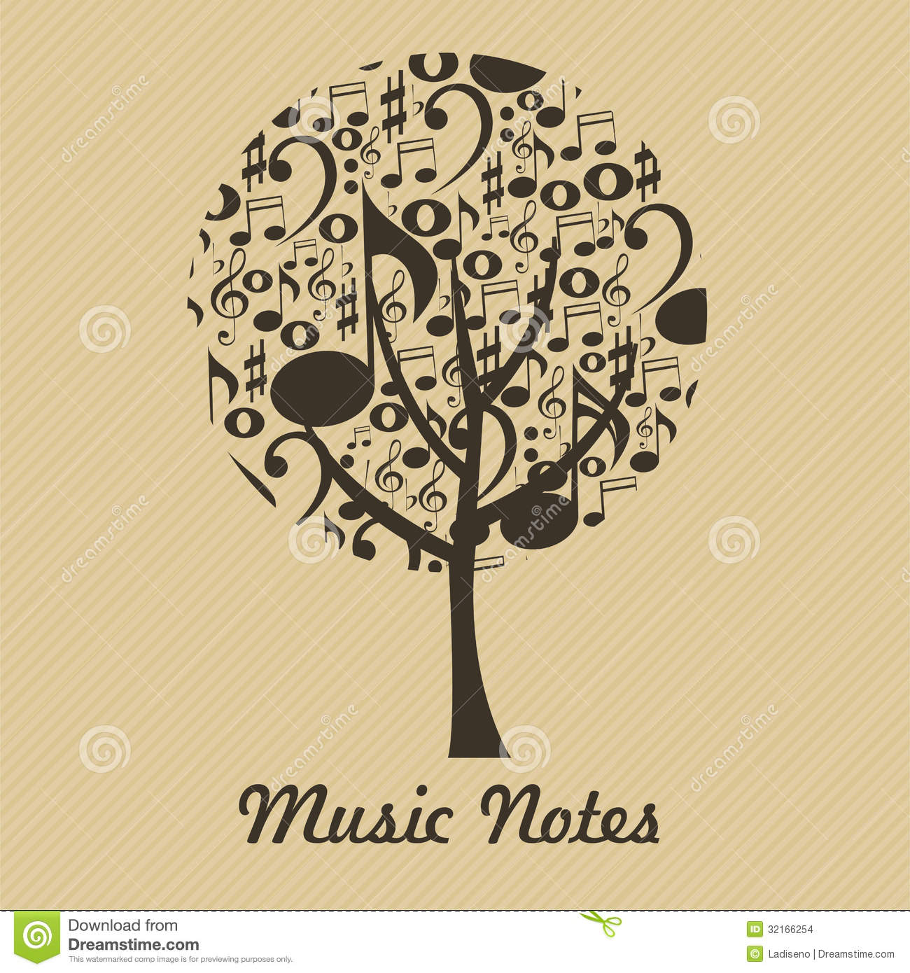 Abstract Music Notes Tree