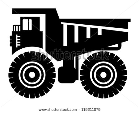 Black and White Dump Truck Vector