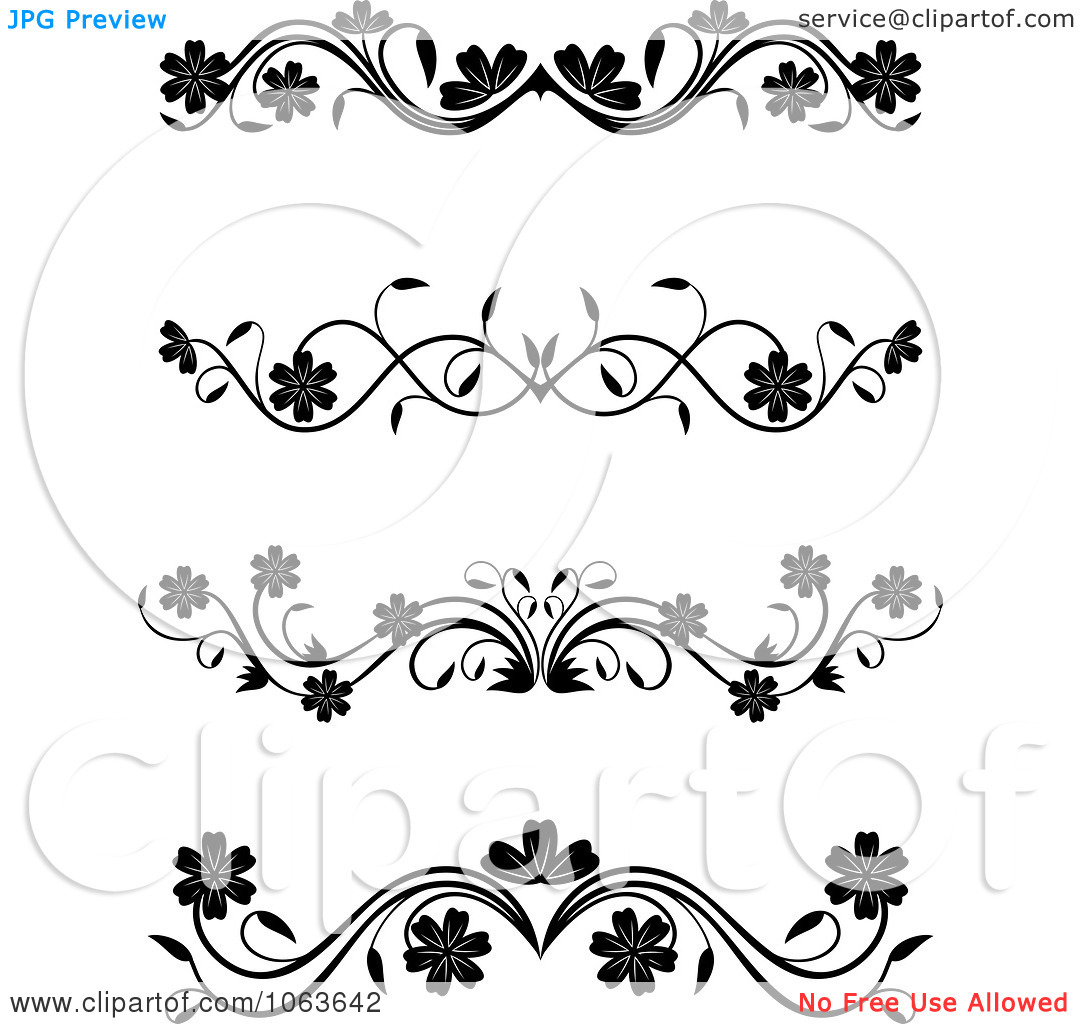 Black and White Flourish Border Clip Art