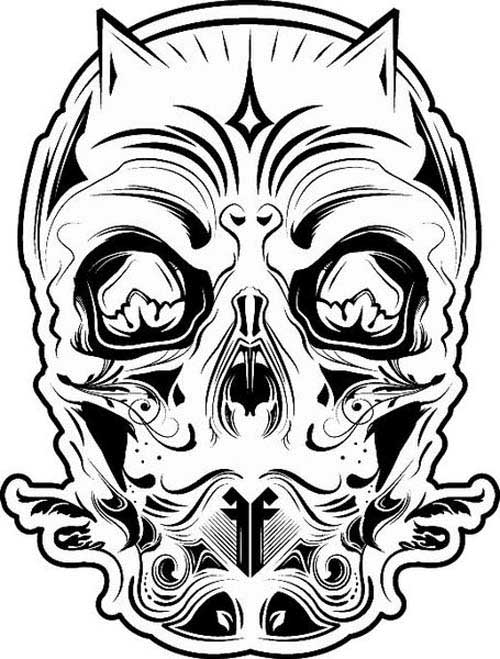 Black and White Skull Vector