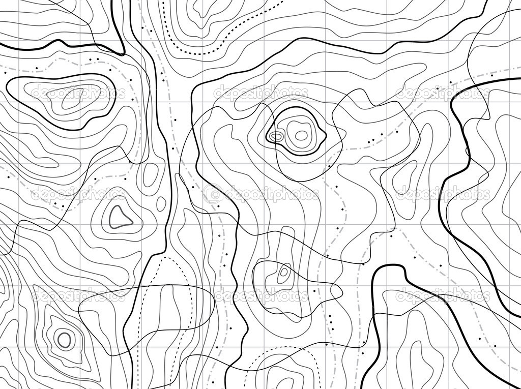 Black and White Topographic Map