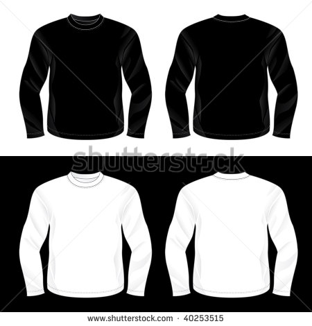 Black Long Sleeve T-Shirt Template Front and Back